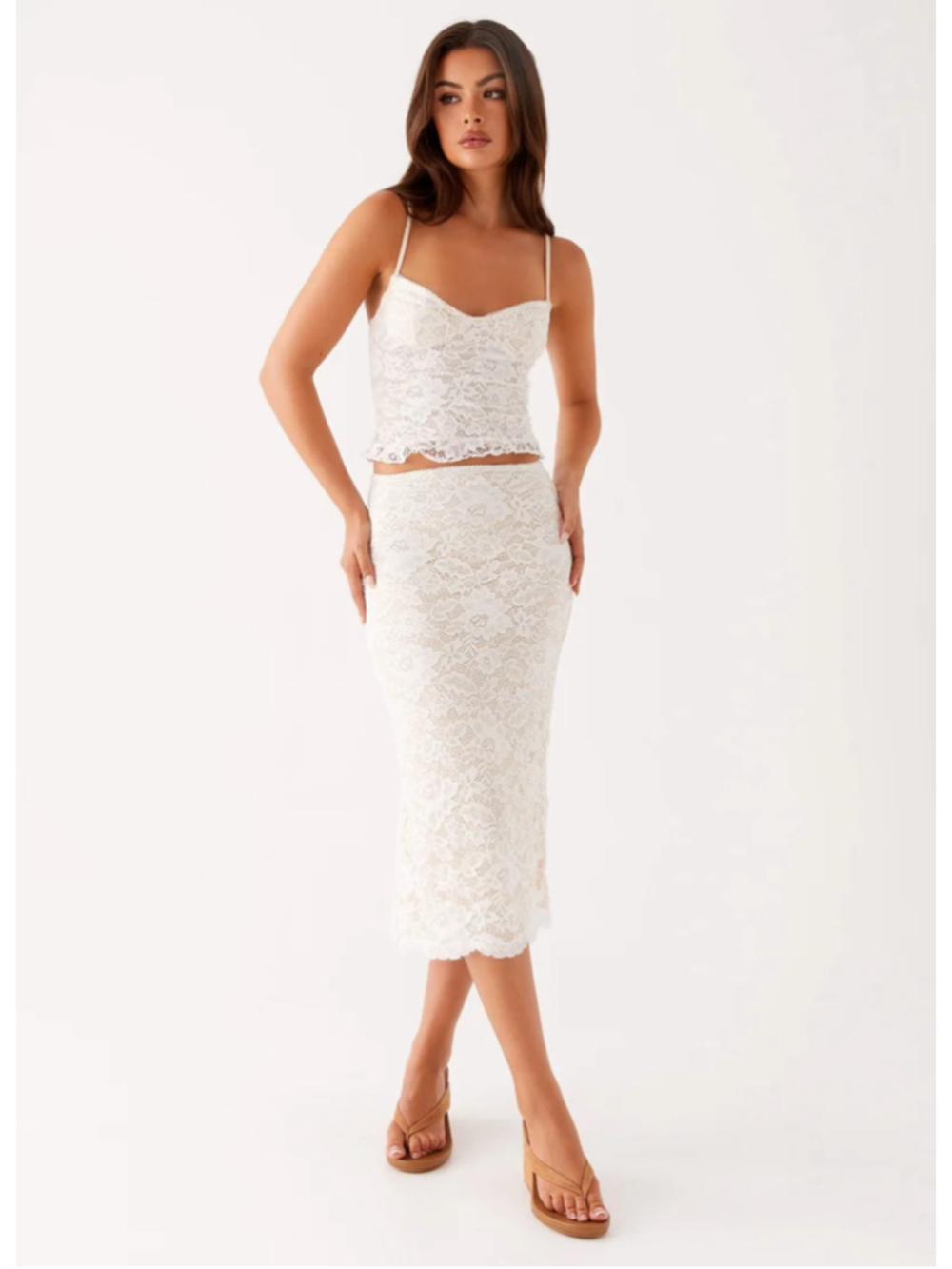 PeppermayoCrystal Clear Lace Midi Skirt · Ivory size 4 US